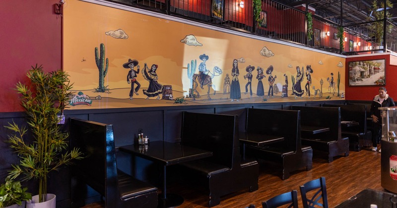 Interior, booths with tables