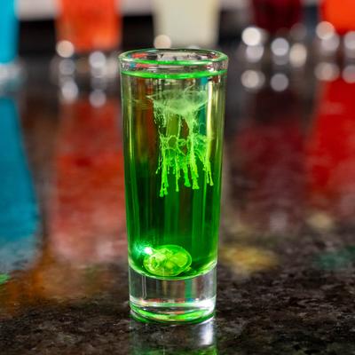 Ghostbusters shot cocktail featuring a bright green color.