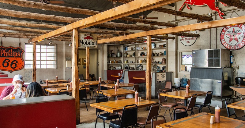 Interior, seating area with guests