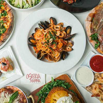 Various food on the table.