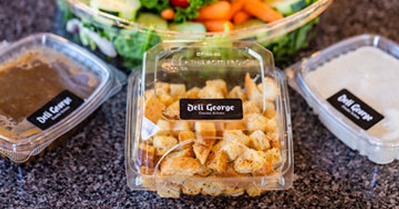 A salad and packaged salad additions