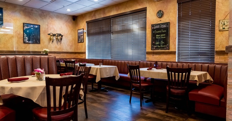 Interior, tables and chairs