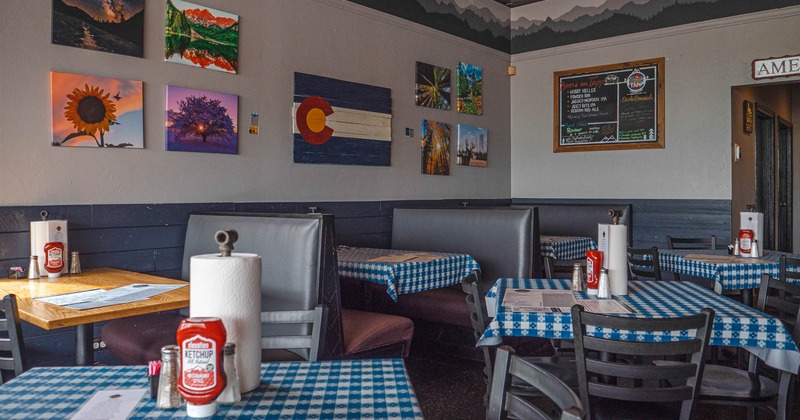 Interior, tables and chairs ready for guests