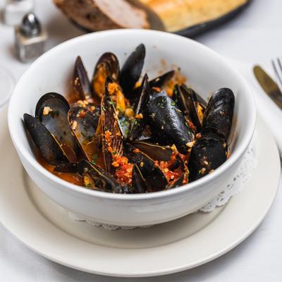 Mussels in a tomato sauce.