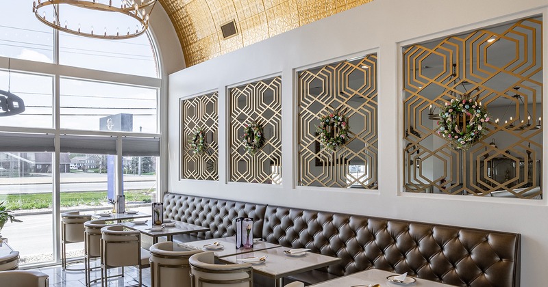 Cozy dining area with set tables