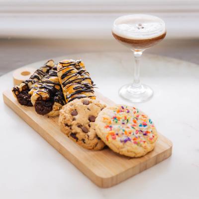 Assorted cookies and Espresso Martini