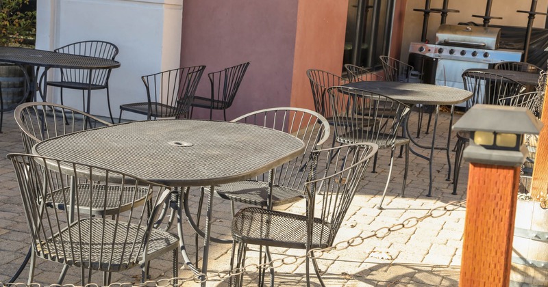 Exterior, seating area in front of the restaurant