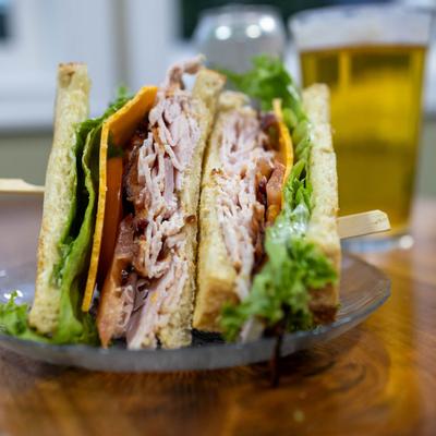 Turkey club sandwich.