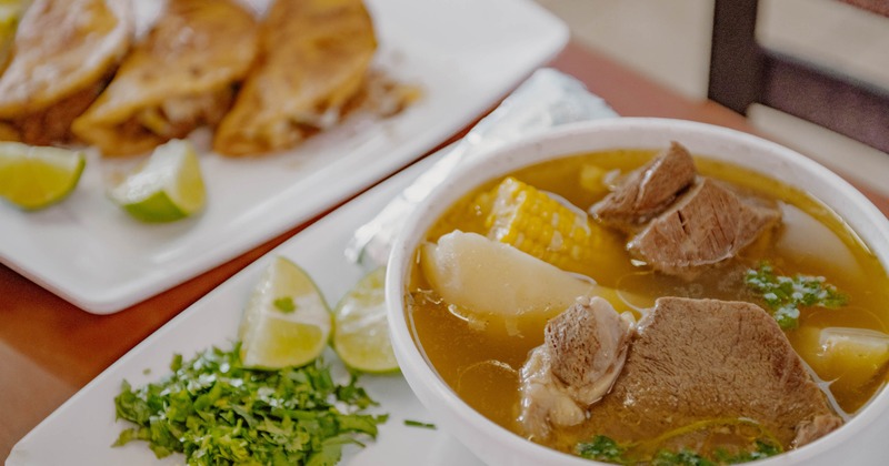 A bowl of Mexican beef soup