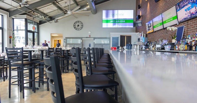 Interior, bar area and bar stools