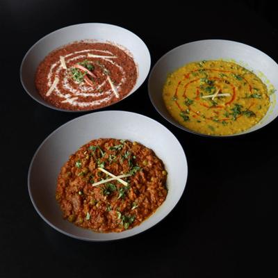 Dal Tadka/Dal Makhani/Baigan Bhartha.