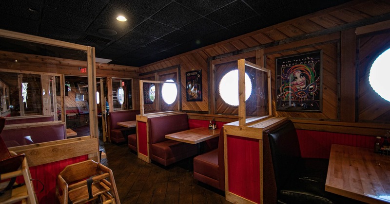 Interior, dining booths