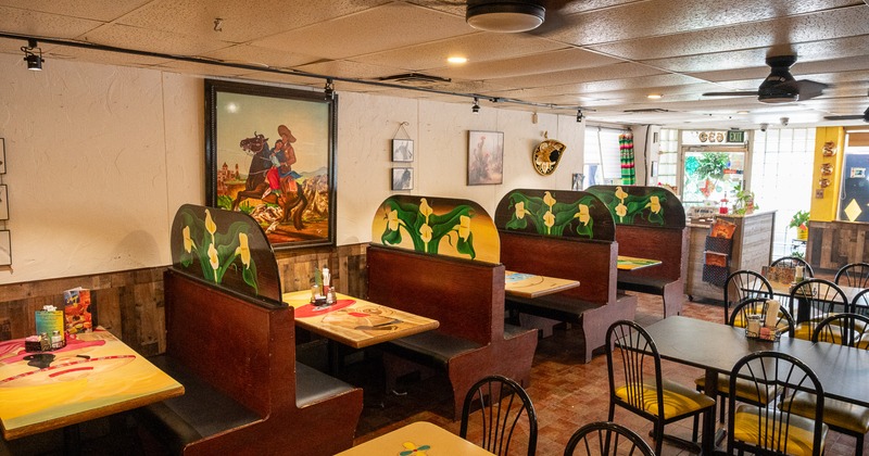 Cozy Mexican-style restaurant interior dining area