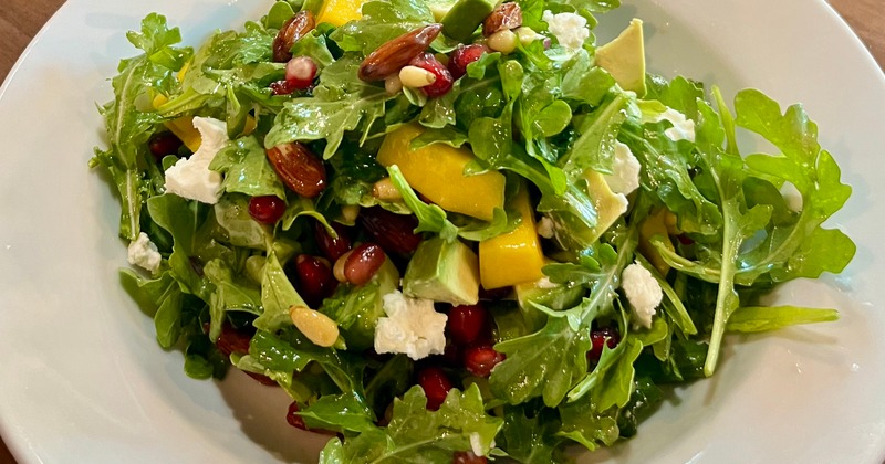 mango, avocado,  arugula salad