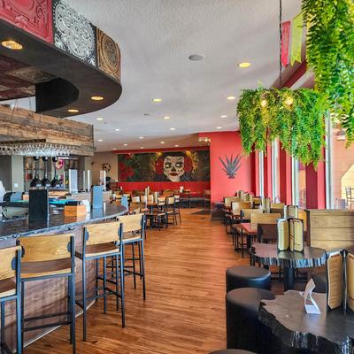 Interior, bar and main seating.