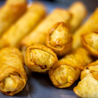 Eggrolls, closeup.