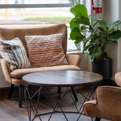 Cozy seating area by the window.