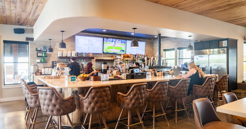 Interior, bar, bar stools, drink rack