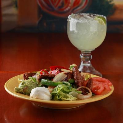 Steak fajita salad and House Margarita