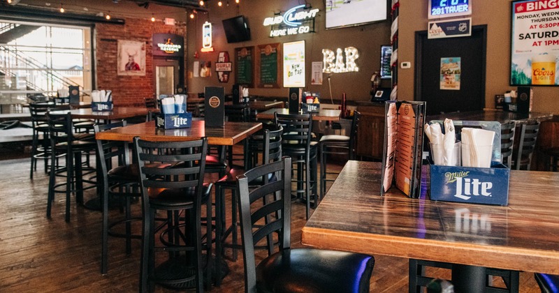 Interior, tables and chairs