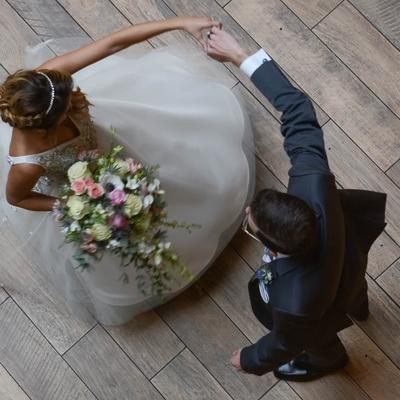 Wedding dance with a bride, top view