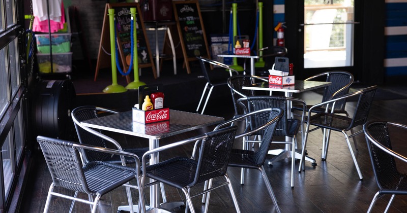 Interior, tables ready for guests