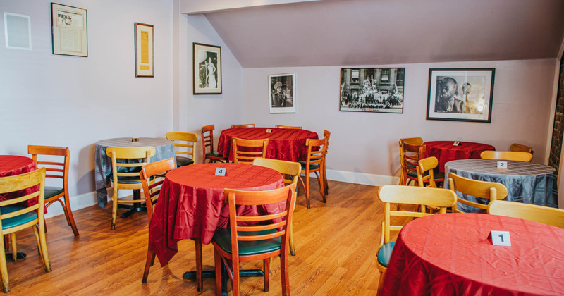 Interior, tables ready for guests