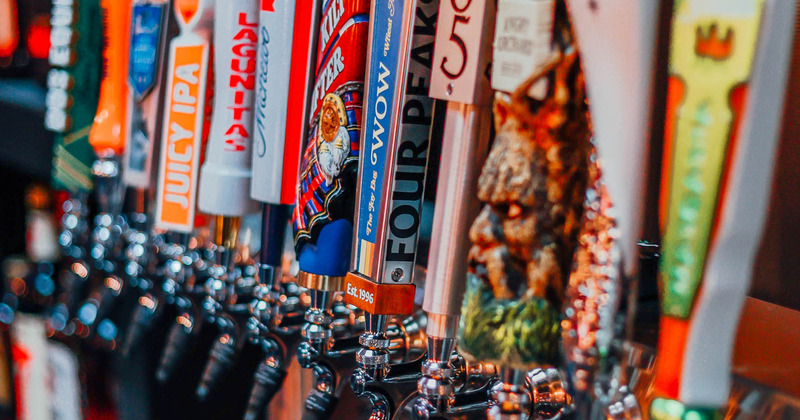 Bar, closeup of beer taps