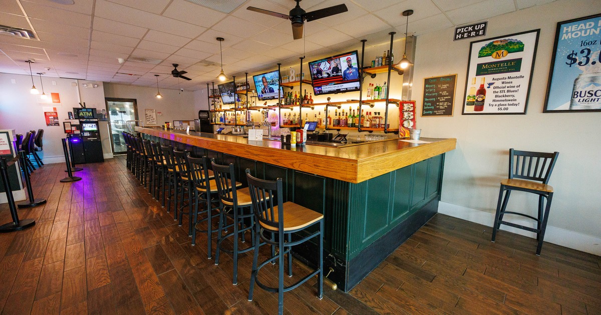 Inside, bar seating area