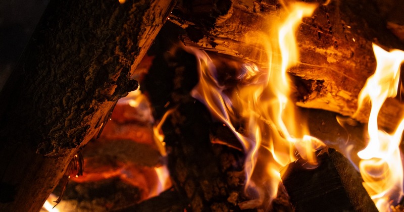 Interior detail of a fireplace