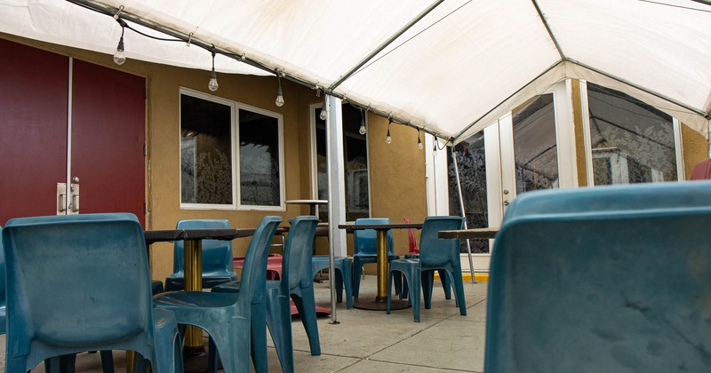 Covered patio seating