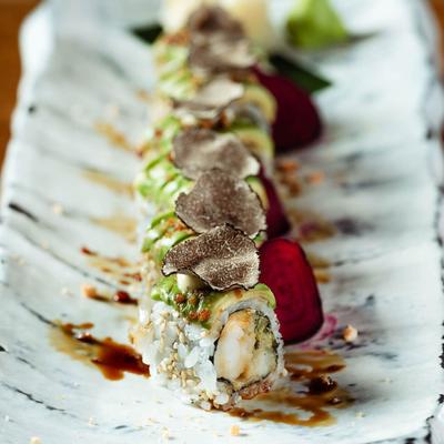 A colorful food presentation.