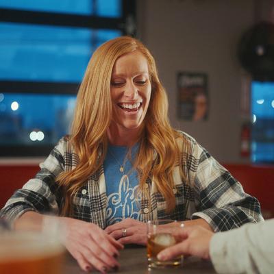 Customer having a drink.