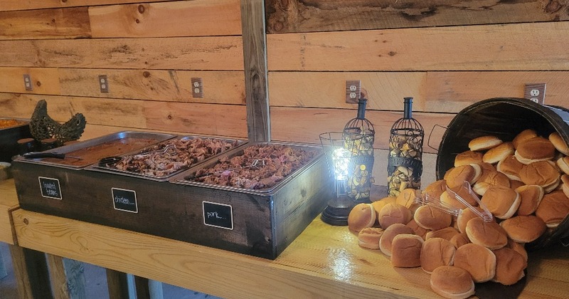 Smoked meats and bread rolls