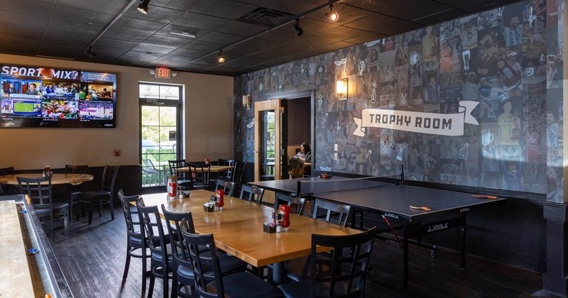 Interior dining area, tables ready for guests