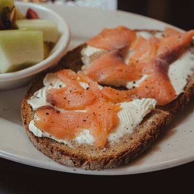 Salmon on toast with cream cheese