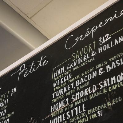 Blackboard with menu items.