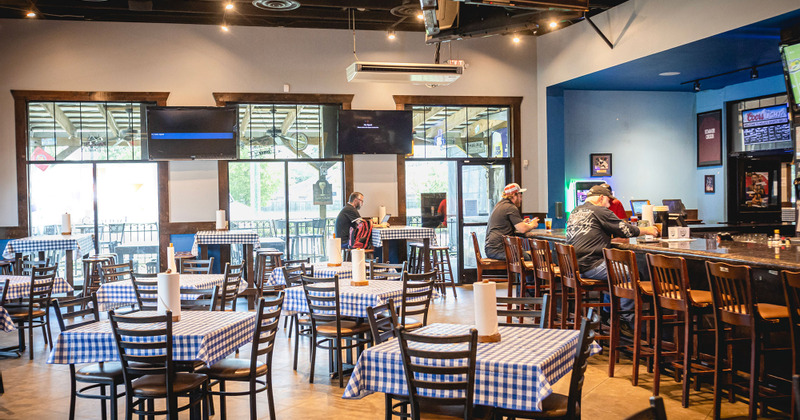 Interior, tables ready for guests