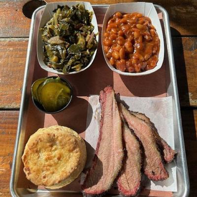 Smoked meat and sides.