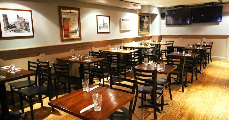 Interior, seating area with tables and chairs