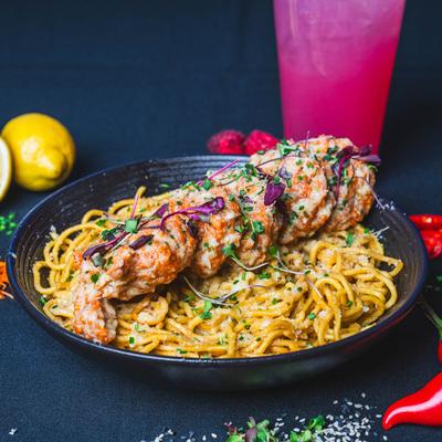 Garlic parm fried shrimp.