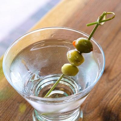Vodka Martini, with olives.