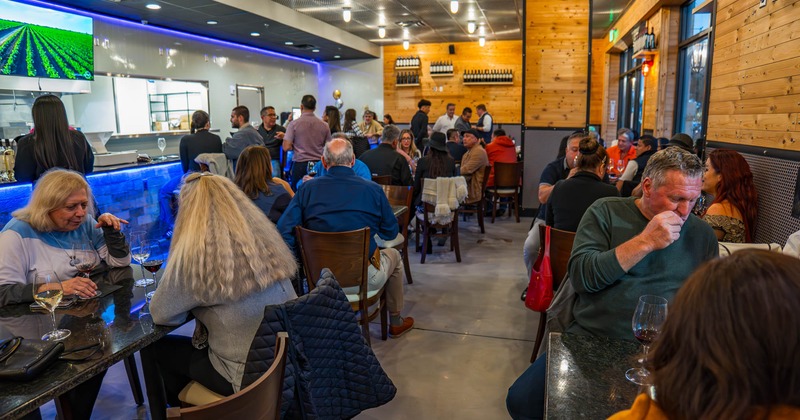 Interior, patrons in seating area