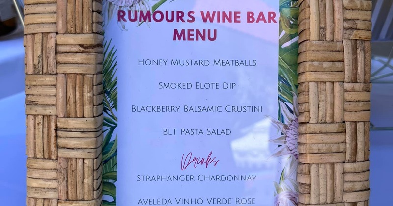 Rumours Wine Bar menu board