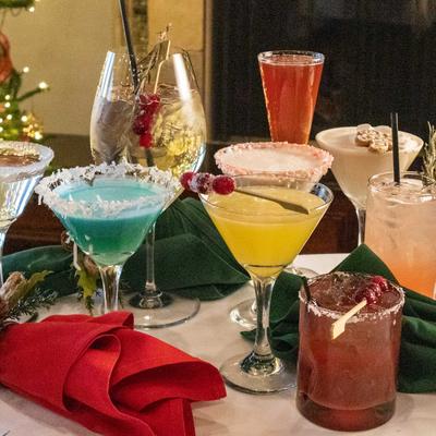 A variety of colorful cocktails.