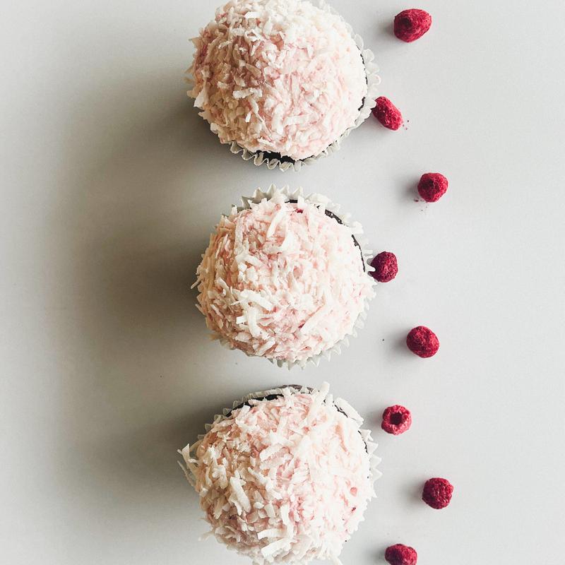 Raspberry Snowball Cupcake (NF) photo