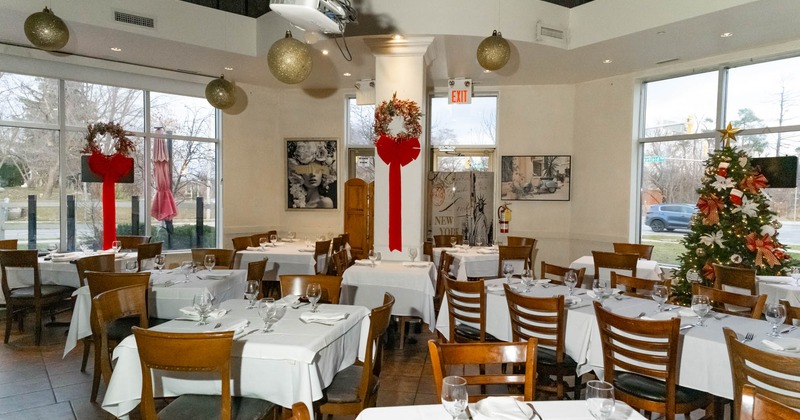 Interior, wide view, dining area