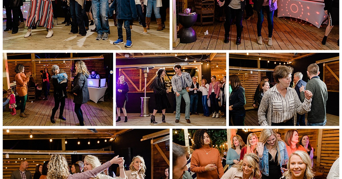 People dancing and socializing in an outdoor venue