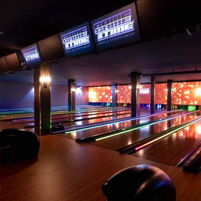 Interior, bowling alley.