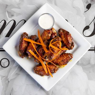 Sweet and spicy wings, top view.